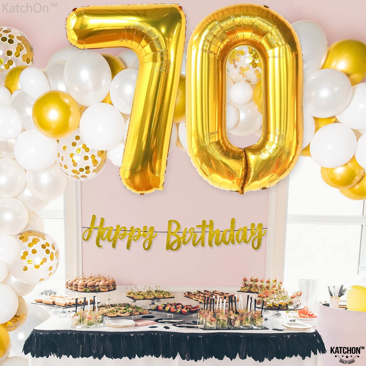 KatchOn, Giant Gold 70 Balloon Numbers - 40 Inch | 70th Birthday Balloons | 70th Birthday Decorations | Gold 70 Birthday Party Decorations, Happy Anniversary Decorations