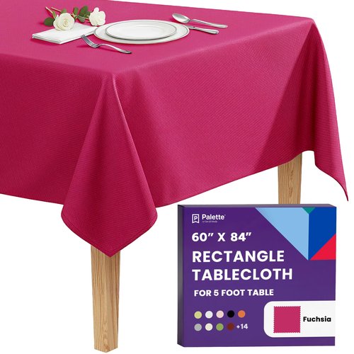 Gee Di Moda Rectangle Tablecloth - 60 x 84 Inch Fuchsia Table Cloth for 5 Foot Rectangle Tables - Heavy Duty Washable Fabric - for Holiday Party, Dinner, Weddings, Baby Shower & Events