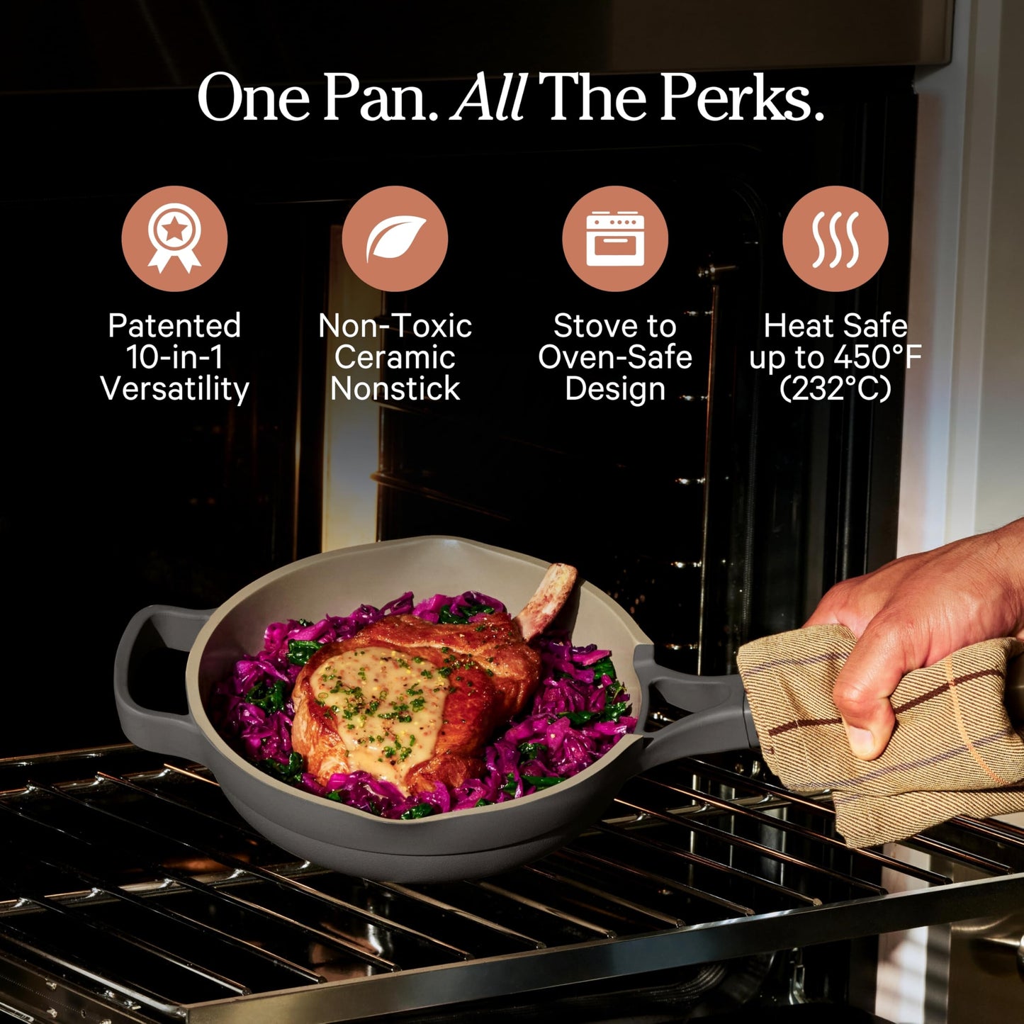 Our Place Mini Always Pan | 8.5" Ceramic Pan with Modular Lid & Beechwood Spatula | Patented 10-in-1 Nonstick, Non-Toxic Cookware Made Without PFAS | Induction & Oven-Safe up to 450°F | Char