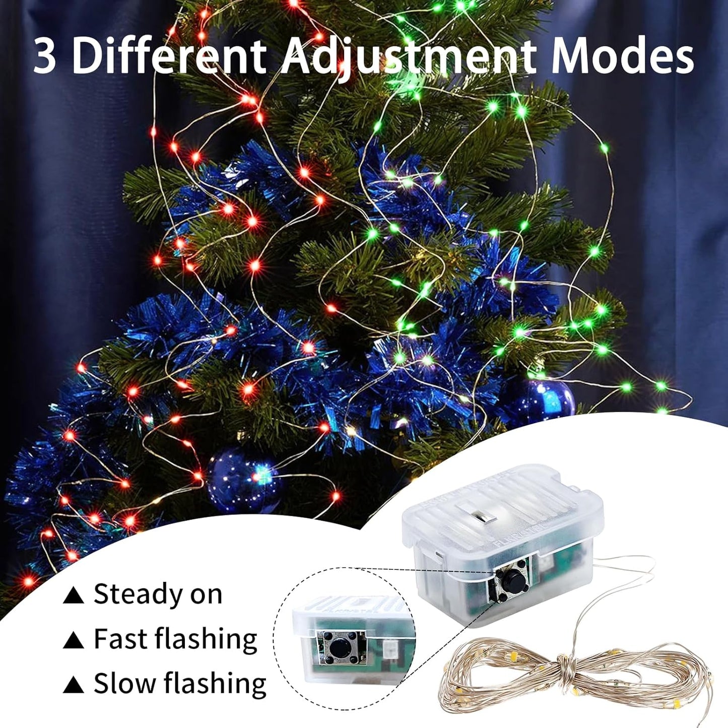 Skiennix 100 Pack Fairy Lights - 7Ft 20 LED Twinkle String Lights | Battery Operated & Waterproof for Parties, Weddings, Christmas, & Valentine's Day - Red & Green