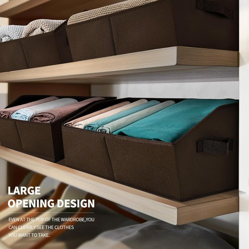 Homsorout Trapezoid Storage Bins - Large Fabric Organizing Baskets for Home & Closet | 6-Pack, Brown