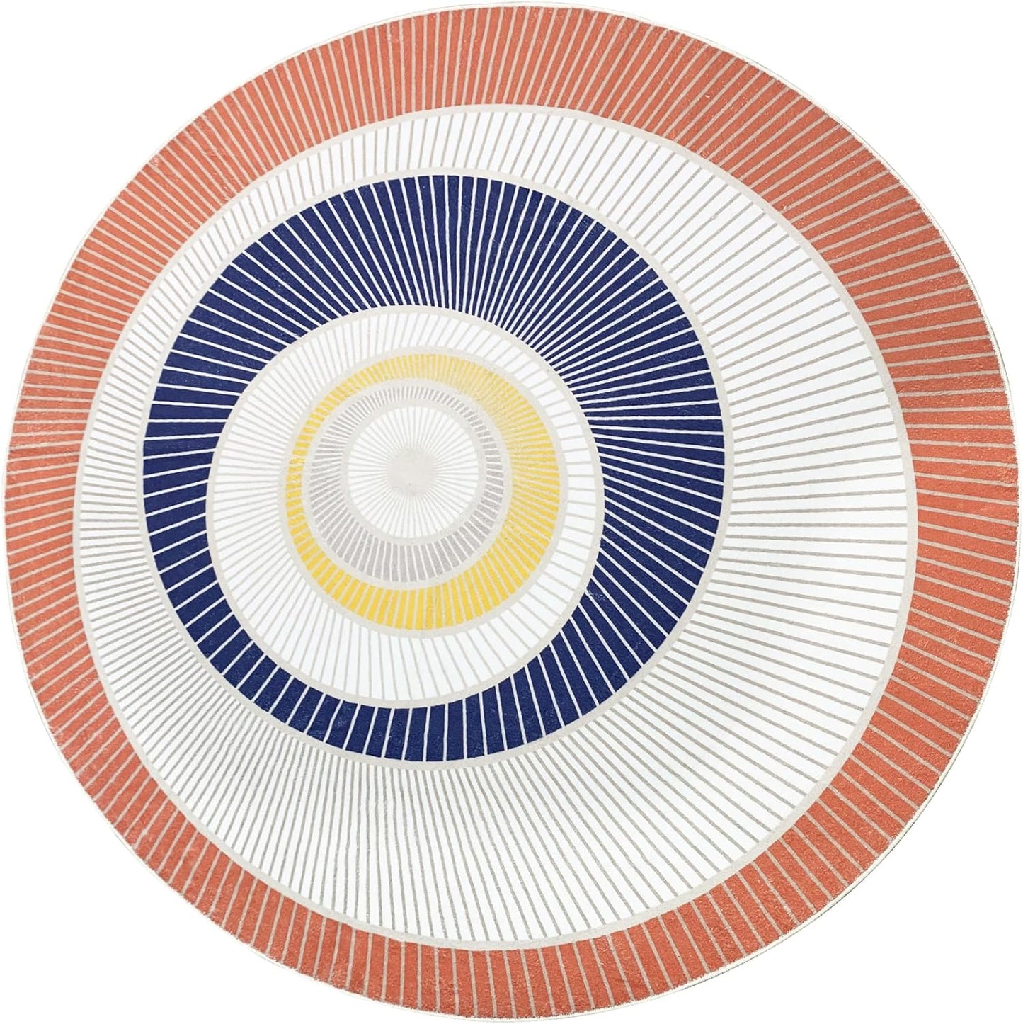 Modern Abstract Round Rug 5.2Ft Large Soft Mat for Bedroom, Living Room, Dining Room - Nonslip Geometric Floor Carpet Circle Throw for Home Decor, Red/Blue