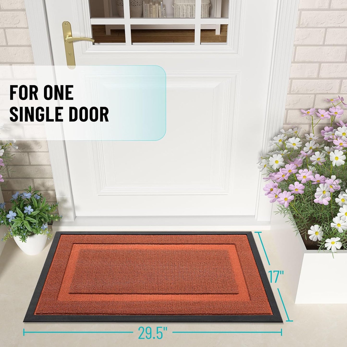 OLANLY Waterproof Front Door Mat - All-Season Natural Rubber Doormat | Easy Clean 47x32 in Vermillion Red