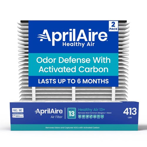 AprilAire 413CBN Replacement Air Filter - MERV 13 with Carbon for Allergy & Odor Control | 16x25x4 (Pack of 2)