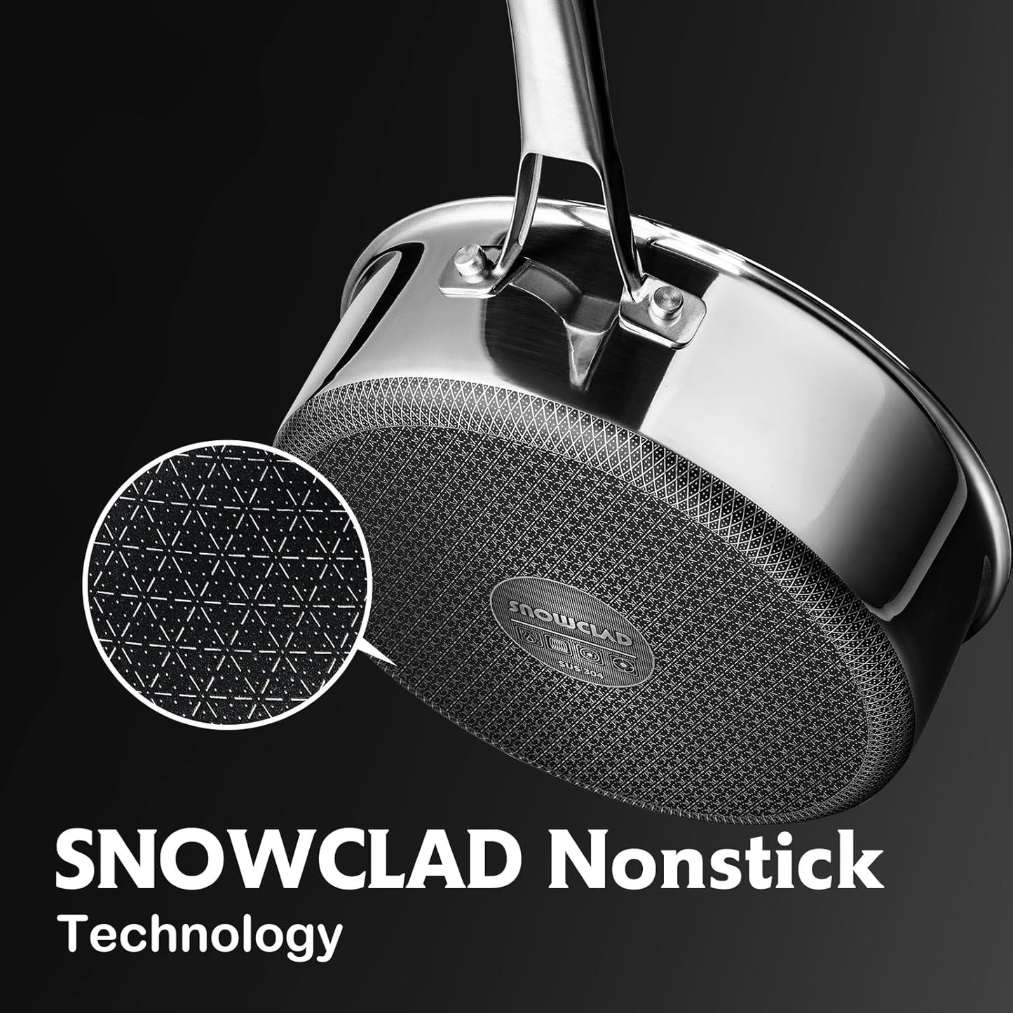 SNOWCLAD Nonstick Frying Pan - 5 Quart Hybrid Saute Pan with Lid | PFOA Free, Dishwasher & Oven Safe, 12 Inch