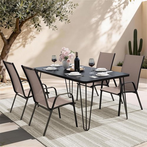 JEAREY Outdoor Dining Chairs Set of 4 - Stackable All-Weather Furniture for Lawn, Garden, Poolside | Brown
