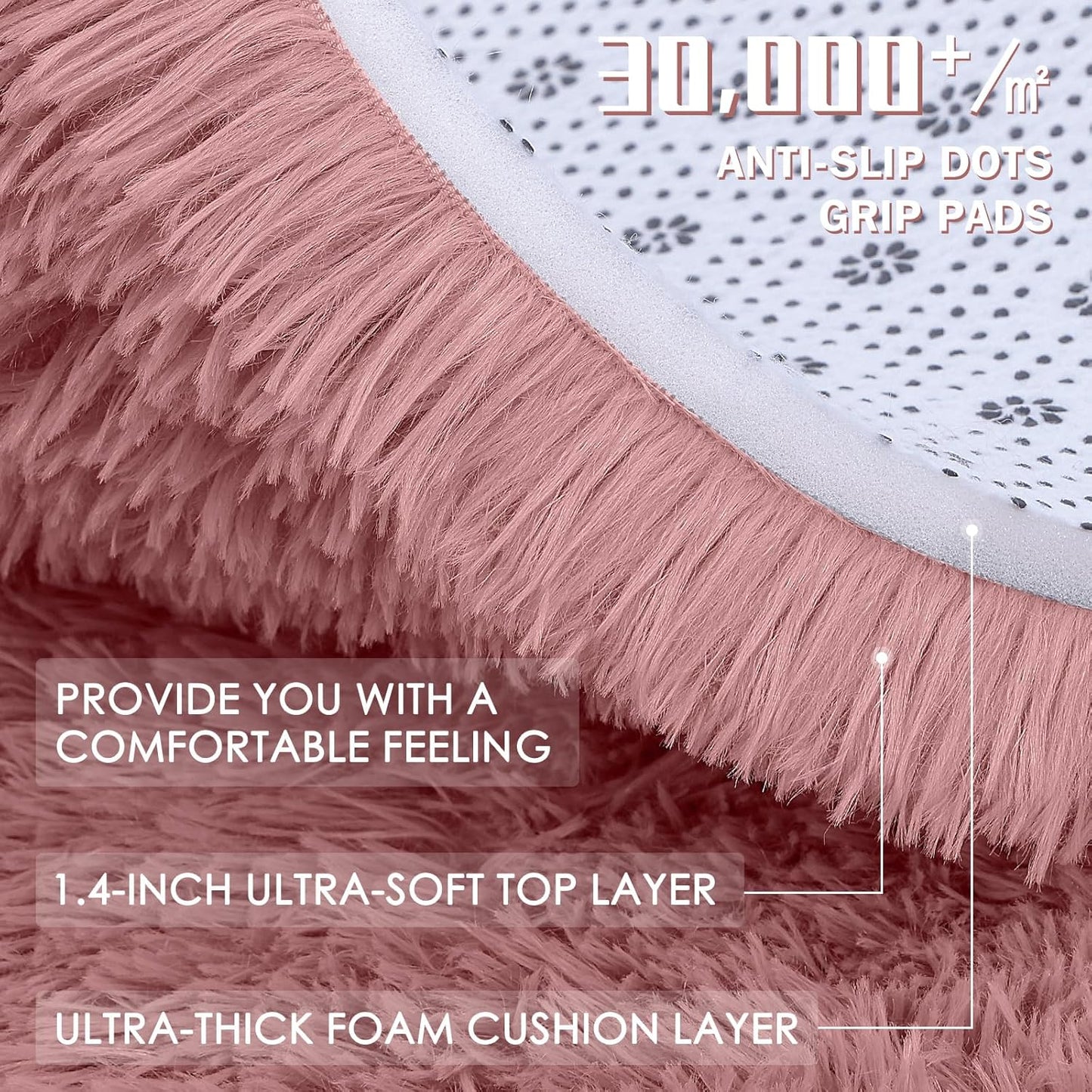 OLANLY 5x7 Soft Fluffy Shaggy Area Rug - Machine Washable Indoor Carpet for Living Room & Bedroom | Pale Pink