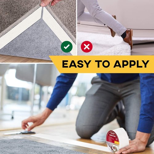 Carpet Tape Double Sided by [Brand Name] - Heavy Duty Rug Grippers for Hardwood Floors | Strong Adhesive, Removable, Residue Free (2 Inch / 15 Yards)