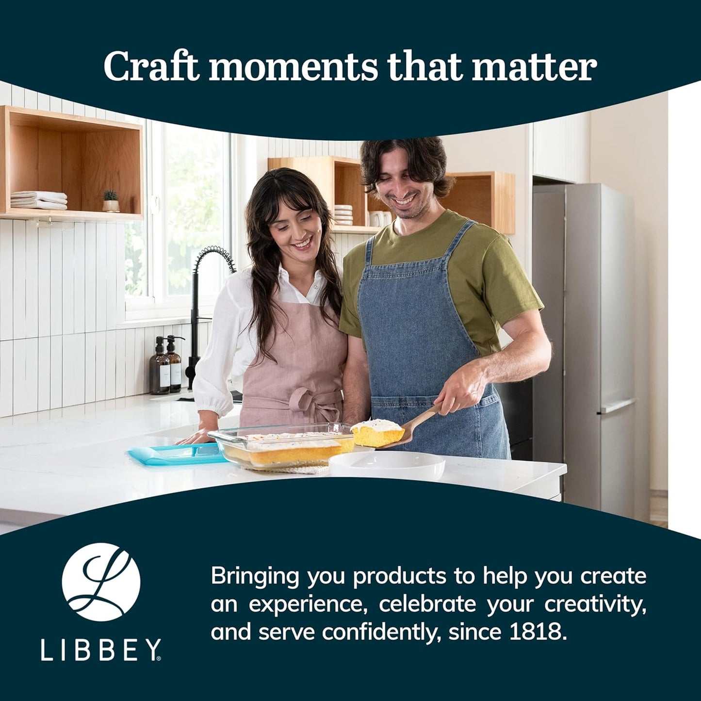 Libbey Baker’s Premium Glass Baking Dish Set - 2 Stackable Casserole Dishes with Lids for Lasagna & Cakes