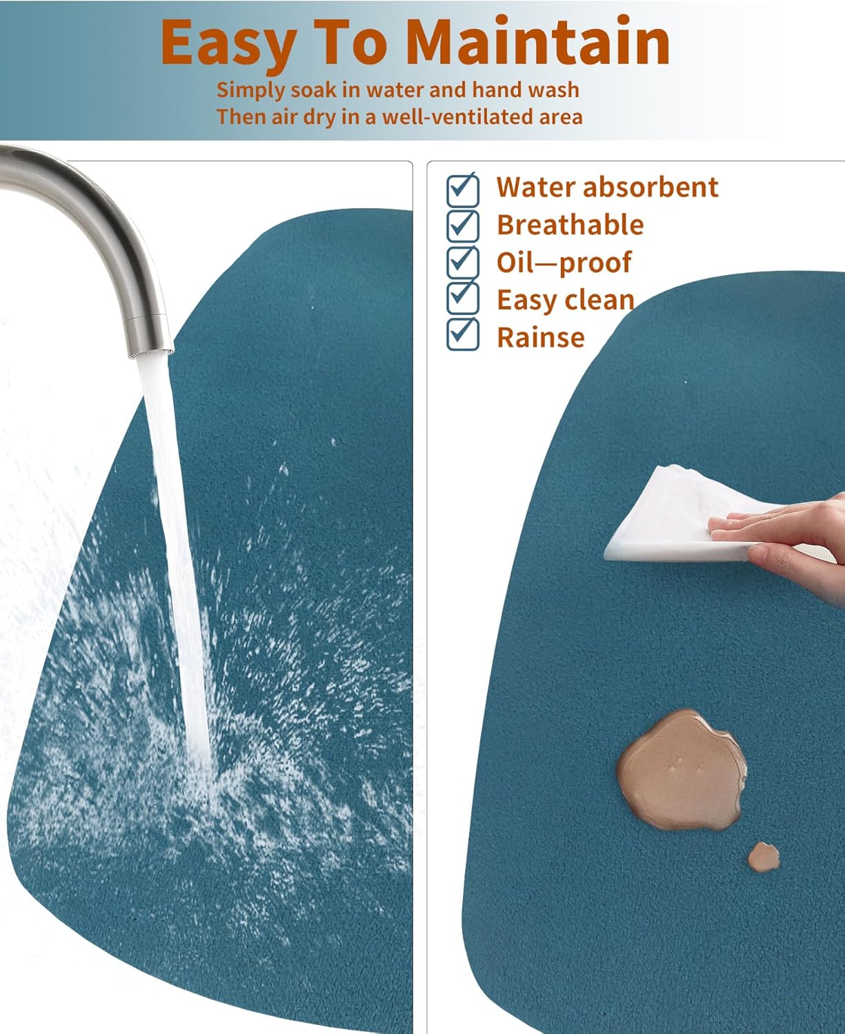 Skiennix Dish Drying Mat - Super Absorbent & Non-Slip Rubber Backed | Ideal for Kitchen Counter & Coffee Bar
