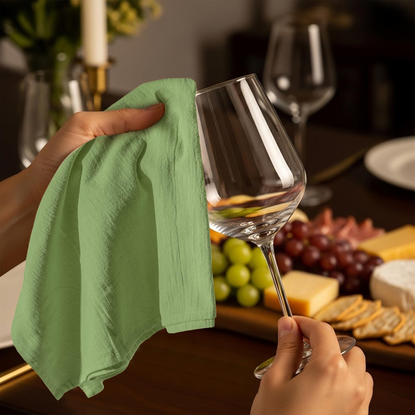 Utopia Kitchen Flour Sack Towels [28 x 28 Inch] 100% Cotton Tea Towels for Cleaning & Drying - Highly Absorbent Kitchen Dish Cloth (Sage Green, 24 Pack)