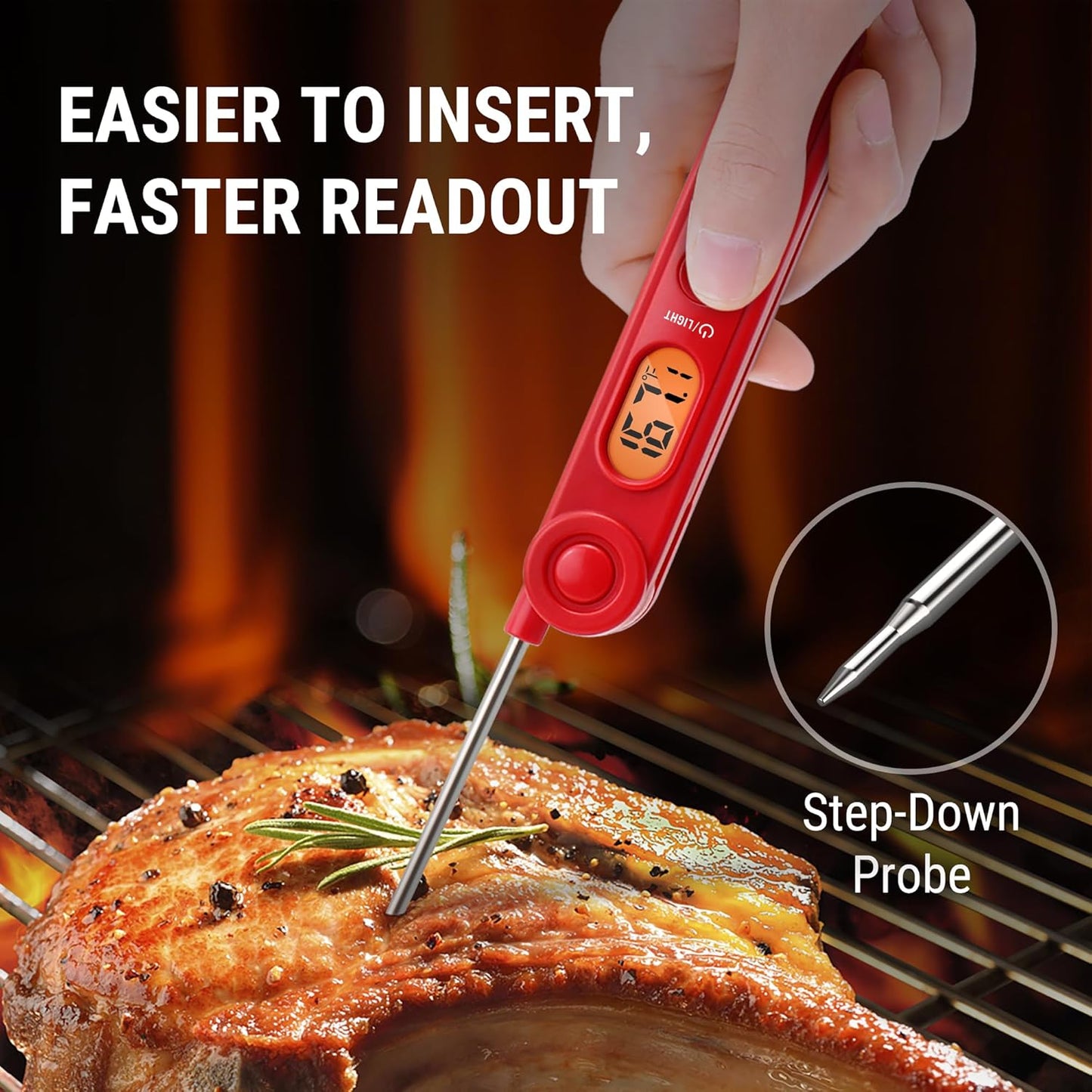 TempPro Digital Meat Thermometer - Instant Read with Backlight for Cooking, BBQ, and Candy