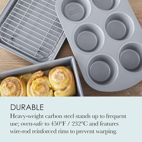 Chicago Metallic Non-Stick Toaster Oven Set - 4-Piece Bakeware Essentials for Perfect Cooking