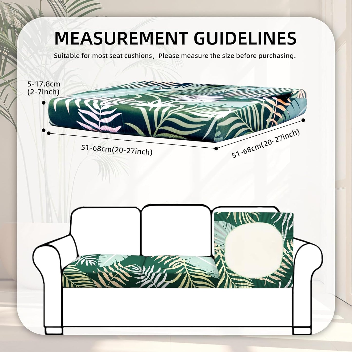 Skiennix 8Pcs Stretch Patio Cushion Covers - Washable Outdoor Sofa Slipcovers | Green Forest