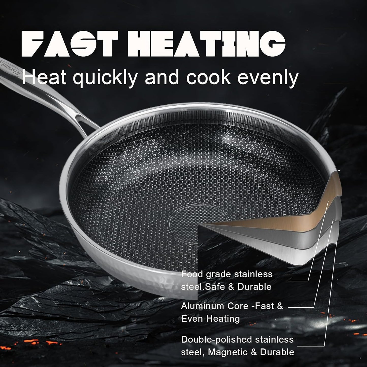 Skiennix Hybrid 8-Inch Stainless Steel Non-Stick Skillet | PFOA-Free, Dishwasher & Oven Safe