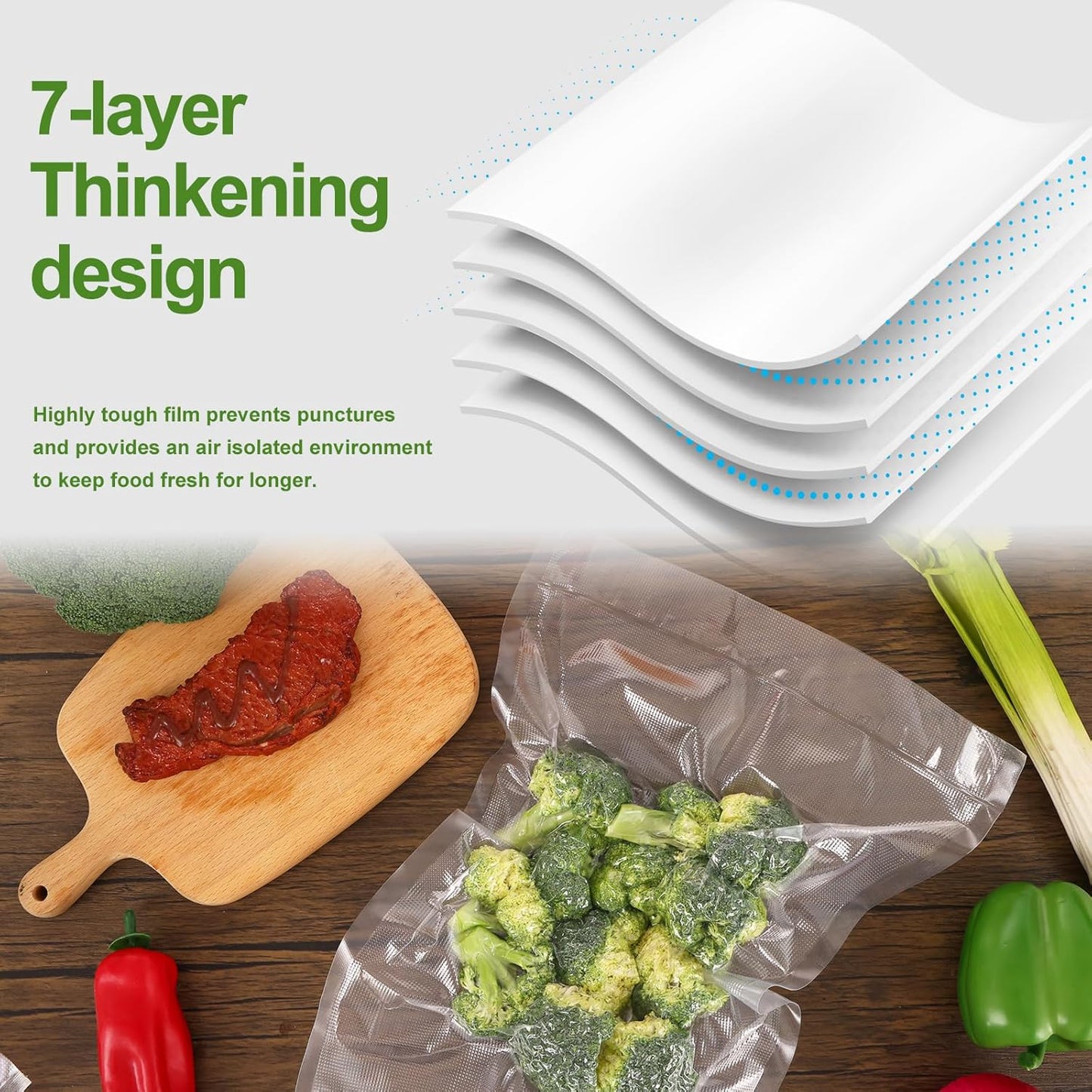 Moretoes Vacuum Sealer Bags - 3 Rolls 11" x 33' | BPA-Free Food Storage Bags for Sous Vide & Meal Prep