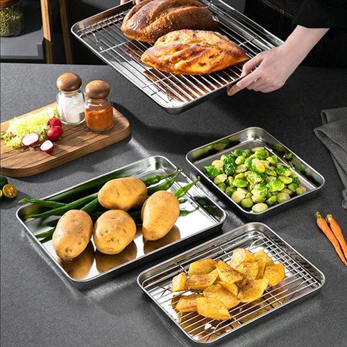 Bastwe Baking Sheet Set - 18 Inch Commercial Grade Stainless Steel Pans | Non-Toxic & Easy Clean
