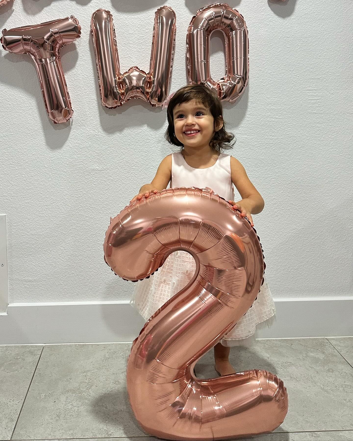 Rose Gold 4 Balloon, Number Balloons 40 Inch, 4th Birthday Decorations for Girls Boys, Four Large Numbers for Party Decor, Number 4 Balloon