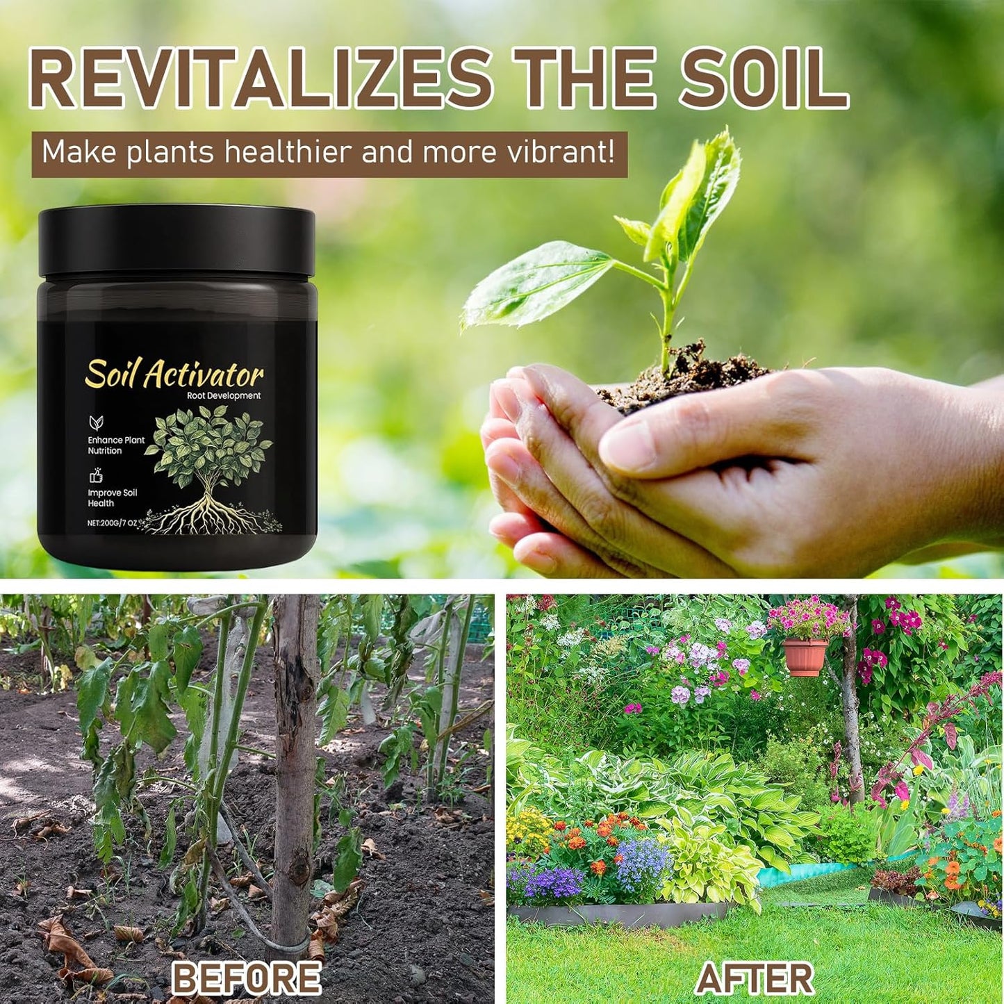 Organic Soil Activators by Premium Soil - 2 Pack 200g Water-Soluble Plant Fertilizers for Enhanced Growth