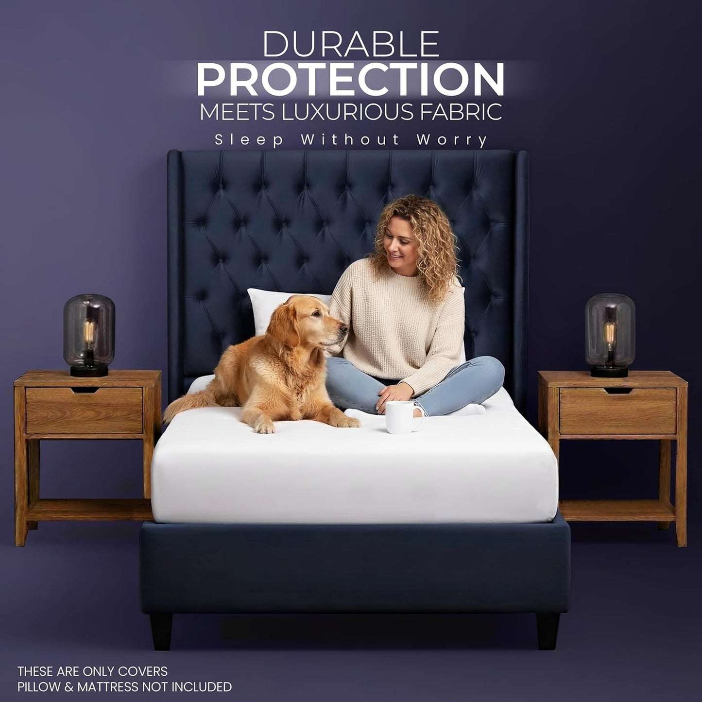 Skiennix Waterproof Mattress Protector - Twin Size with Zippered Pillow Protector & Deep Pocket Fitted Sheet