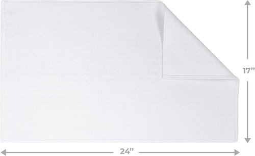 Cotton Paradise 100% Cotton Bath Mat - Non-Slip, Soft, Absorbent & Quick Dry | 17x24 Inch, White