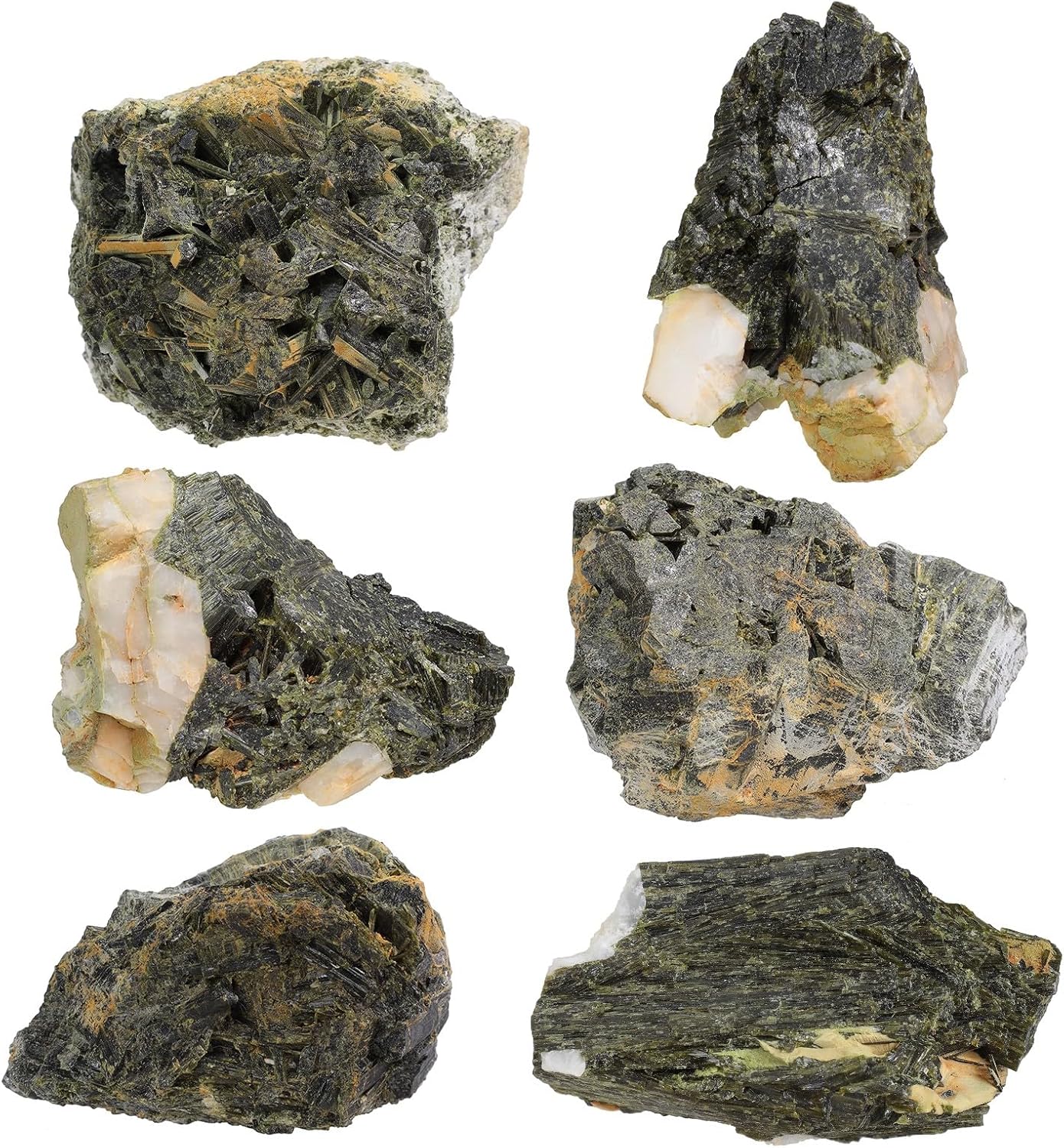 Sportmusies Natural Raw Green Tourmaline Crystal Cluster Reiki Healing Home Office Decoration, Irregular-Shaped Green Tourmaline Stone Mineral Specimen, 1.88-5.03 inches
