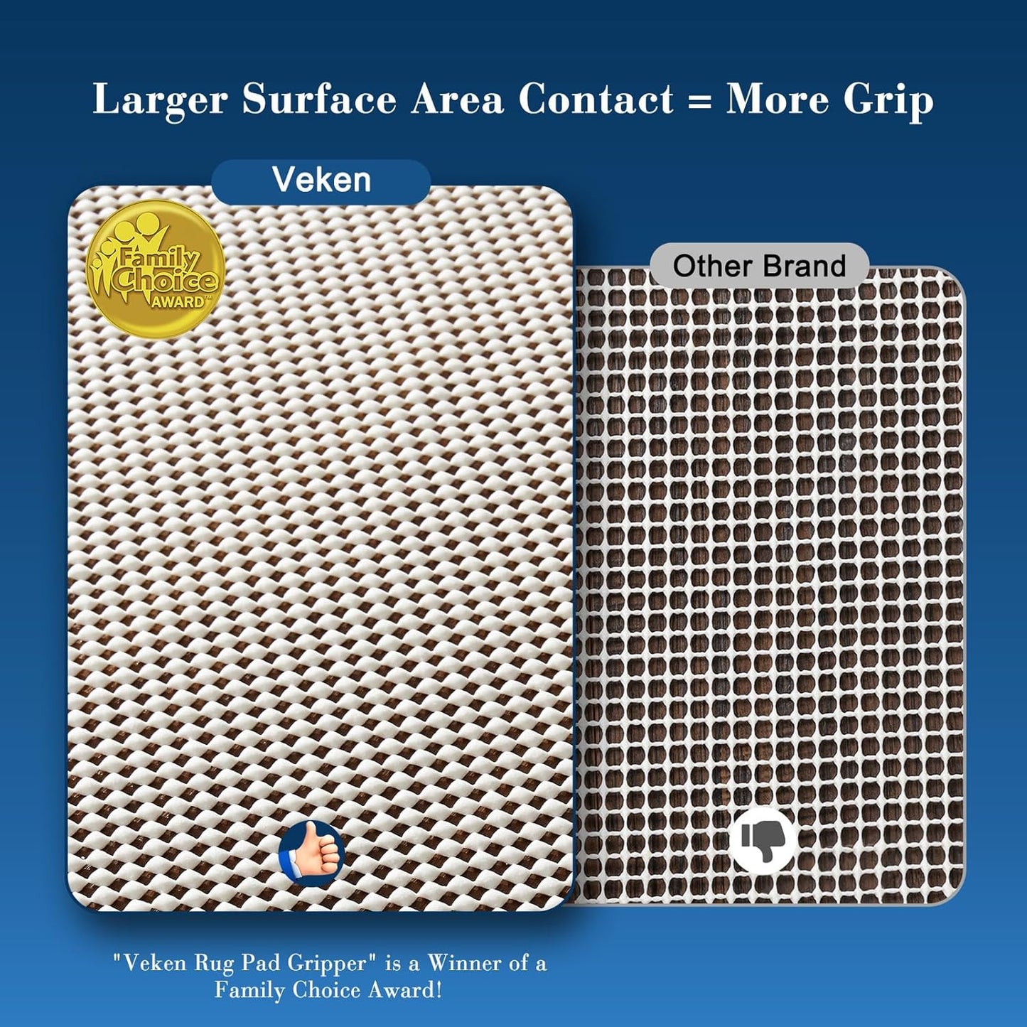 Veken Rug Pad Gripper - Non-Slip 4x6 Ft Pad for Hardwood & Tile Floors | Thick Anti-Skid Mat
