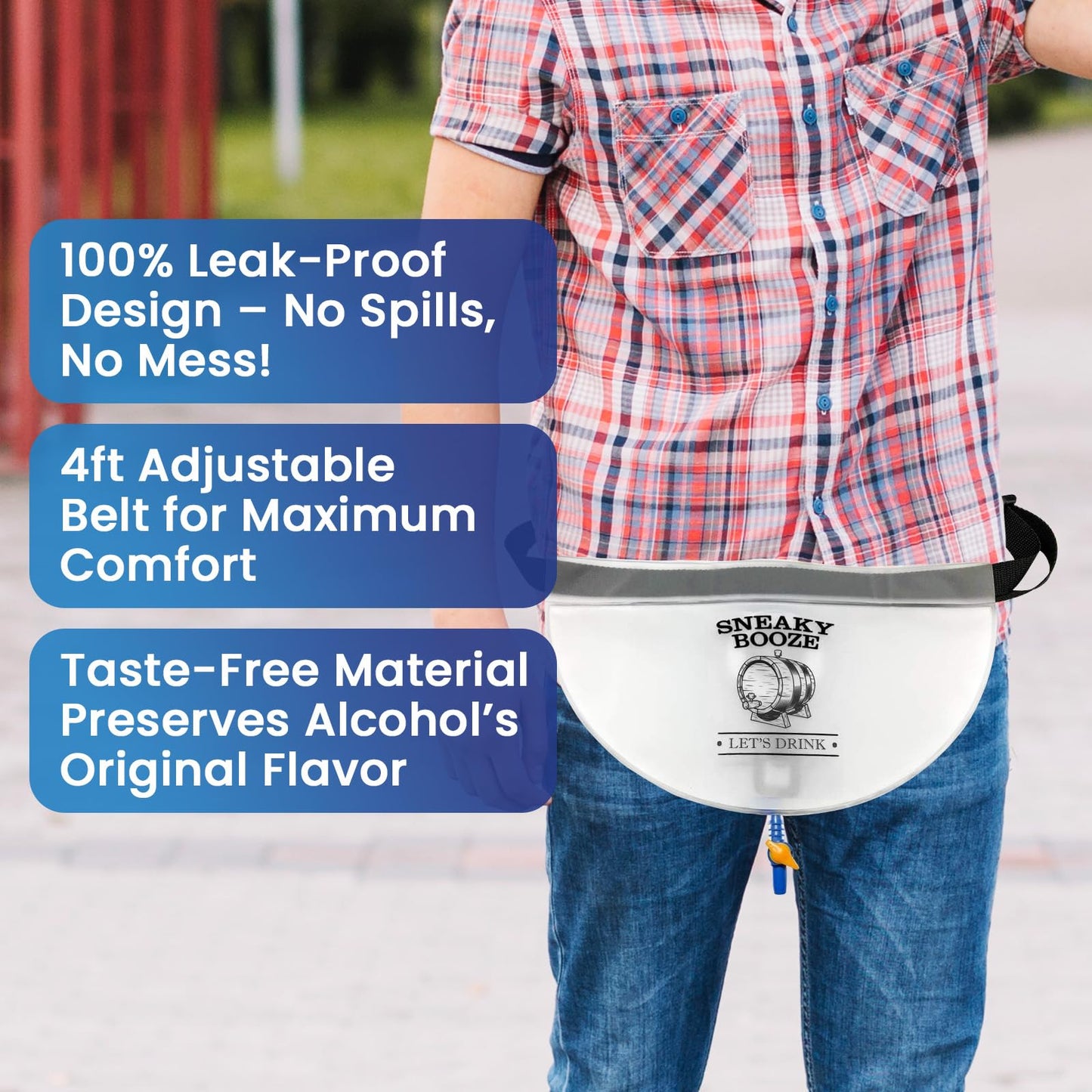 Sneaky Booze Hidden Flask Pouch For Men And Women: Portable 32oz Undetectable Alcohol Bag. Concealable Plastic Wine Liquor Body Hip Flasks. Disguised Leak Proof Travel Bags For Cruise Concert Festival