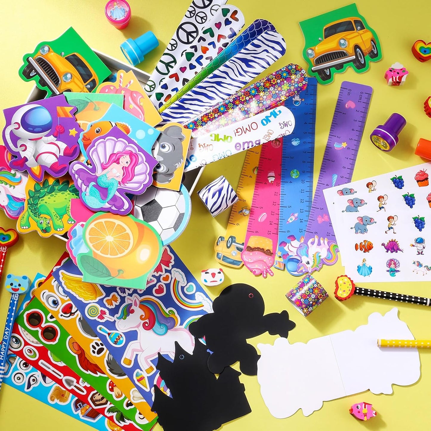 BenLouis Kids' Party Favor Set - 120 Pcs Stampers, Pencils & Stickers for Birthdays | Classroom Rewards
