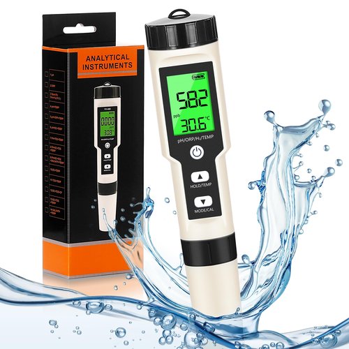 Hydrogen Water Tester 4 in 1 PH,H2,ORP&Temp,pH Meter ORP Meter Hydrogen Tester for Water with ATC & Backlight,Accurate Hydrogen Water ppb/ppm Meter