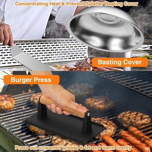 Blackstone 25-Piece Griddle Accessories Kit - Complete Flat Top Grill Set with Spatulas, Basting Cover & Carry Bag