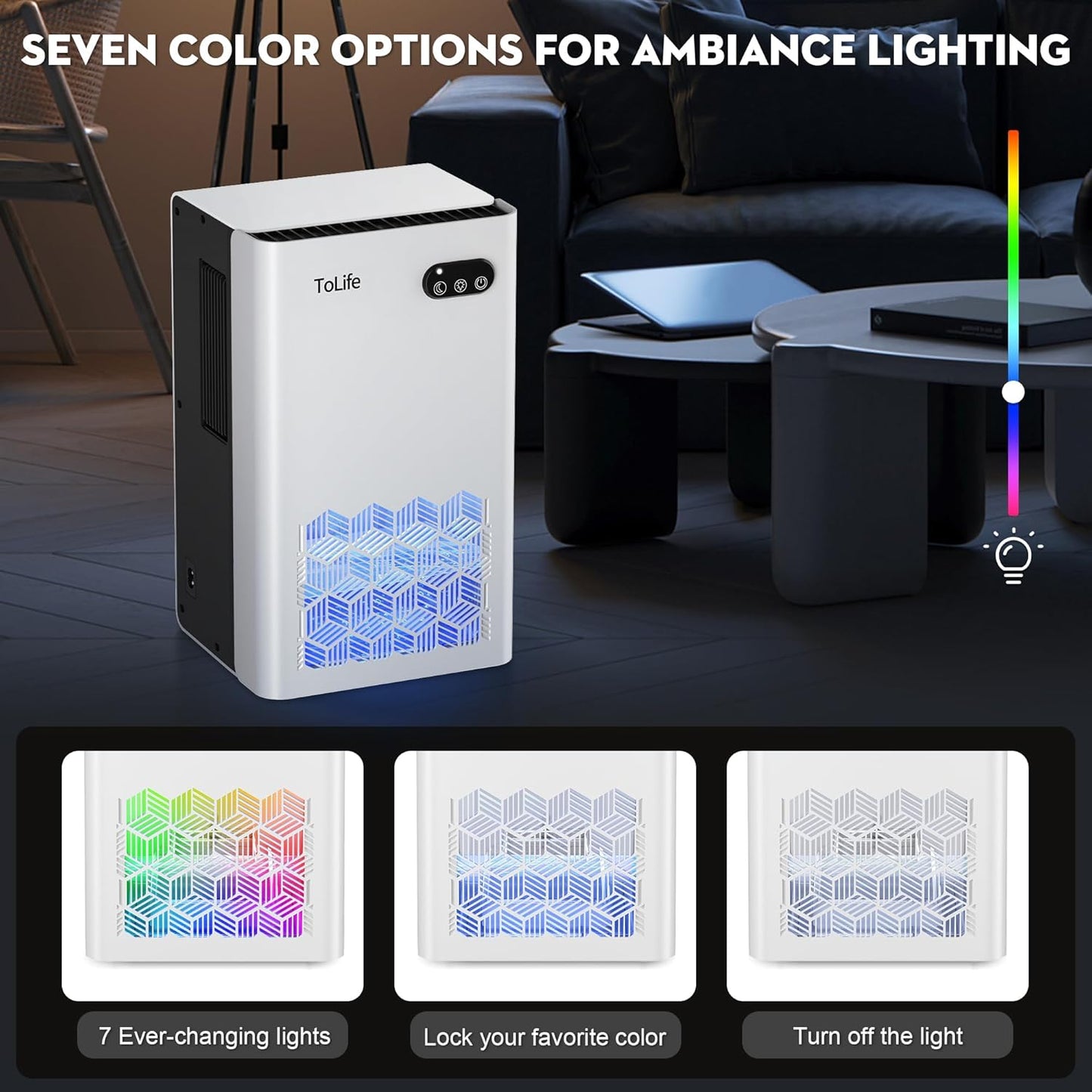 ToLife Dehumidifier - 1000 Sq.Ft. Home Dehumidifier with 95 OZ Water Tank & Auto Shut Off | White/Black