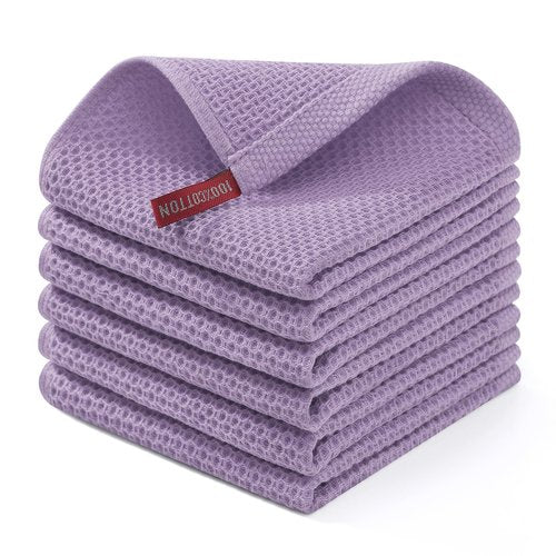 Homaxy 100% Cotton Waffle Weave Kitchen Dish Cloths, Ultra Soft Absorbent Quick Drying Dish Towels, 12 x 12 Inches, 8-Pack, Lavender