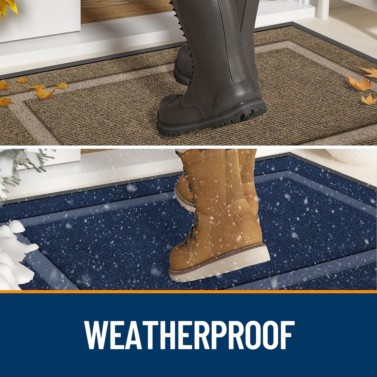 OLANLY Waterproof Front Door Mat - All-Season Indoor/Outdoor Doormat, Easy Clean, 47x17, Chocolate Brown