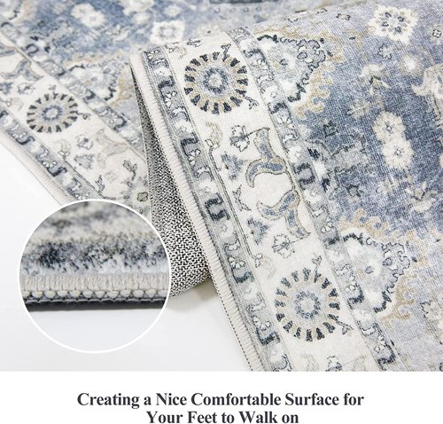 HY HAO YUN LAI Non-Slip Kitchen Runner Rug - Ultra Soft & Washable, Grey, 2' x 12' for Farmhouse Accents