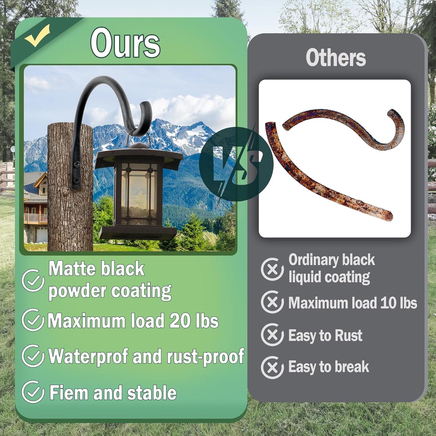 Qiang Ni Hanging Plant Bracket Hooks - Rust-Resistant 5.5 Inch Wall Plant Hooks | 2 Piece Set for Outdoor Decor