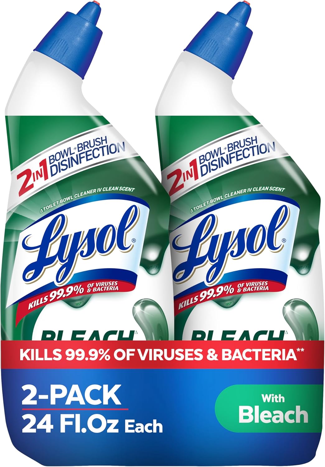 Lysol Toilet Bowl Cleaner Gel - Powerful Stain Removal & Disinfection | 24oz (Pack of 2)