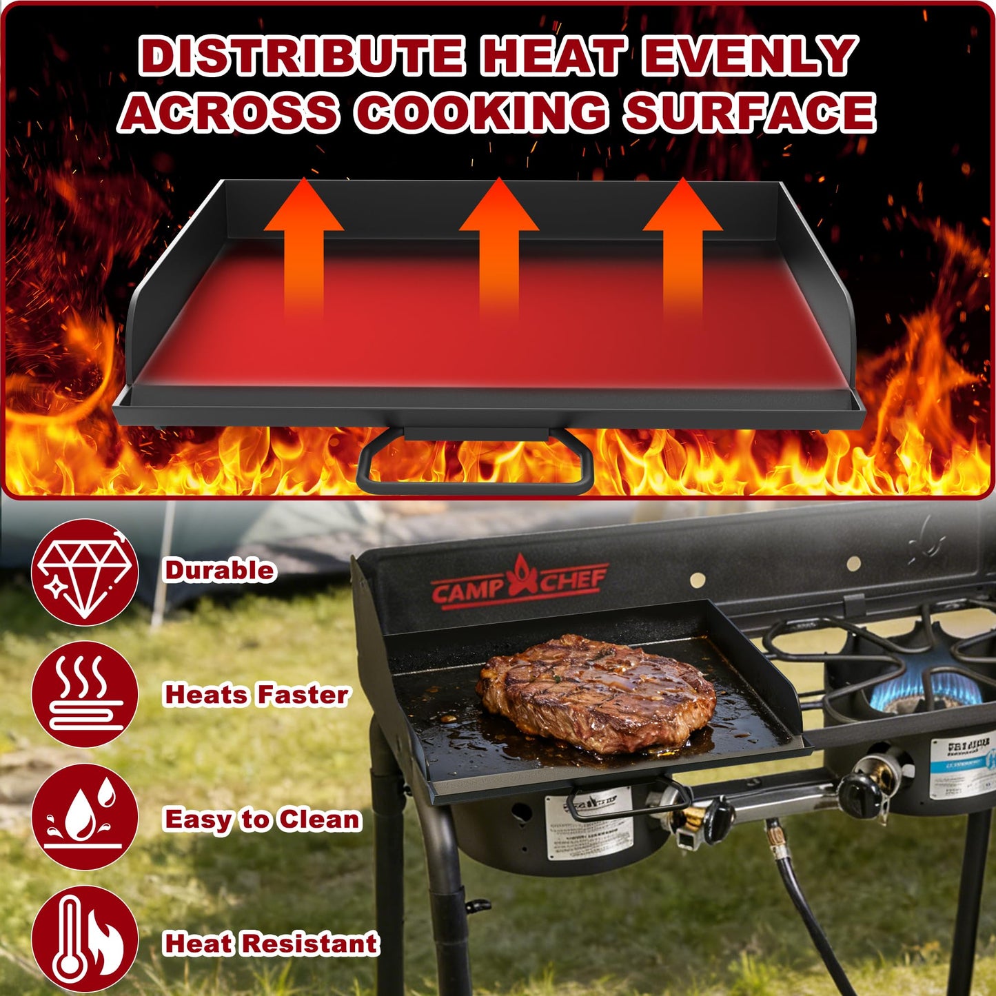 TAILGRILLER Universal Flat Top Griddle for Camp Chef, 14" x 16" Fry Griddle Pan for Camp Chef EX280LW YK60LW EX90LW EX60LW SB30D EX60FP DB60D EX60P EX60B