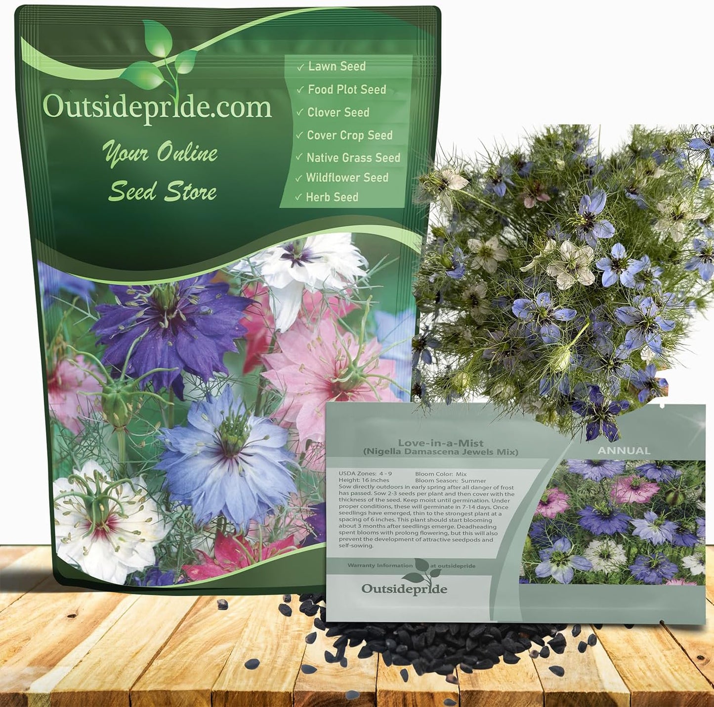 Outsidepride Jewels Mix Nigella Seeds - 1000 Pcs Vibrant Annual Flower Seeds for Stunning Gardens & Arrangements