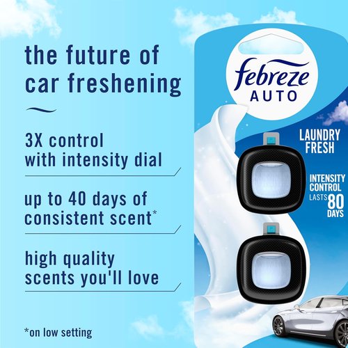 Febreze Car Air Freshener - Laundry Fresh Scent Vent Clip | Pack of 4, 0.07 oz Each