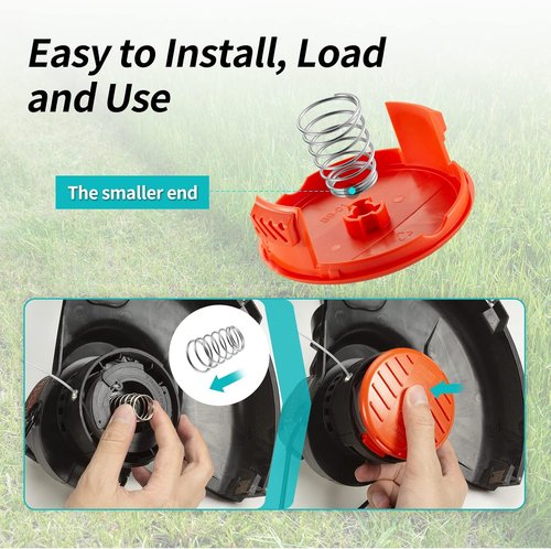 BLACK+DECKER Trimmer Line Cap & Spring - Replacement Spool Cap Covers for AFS Trimmer (RC100P) | 4 Pack