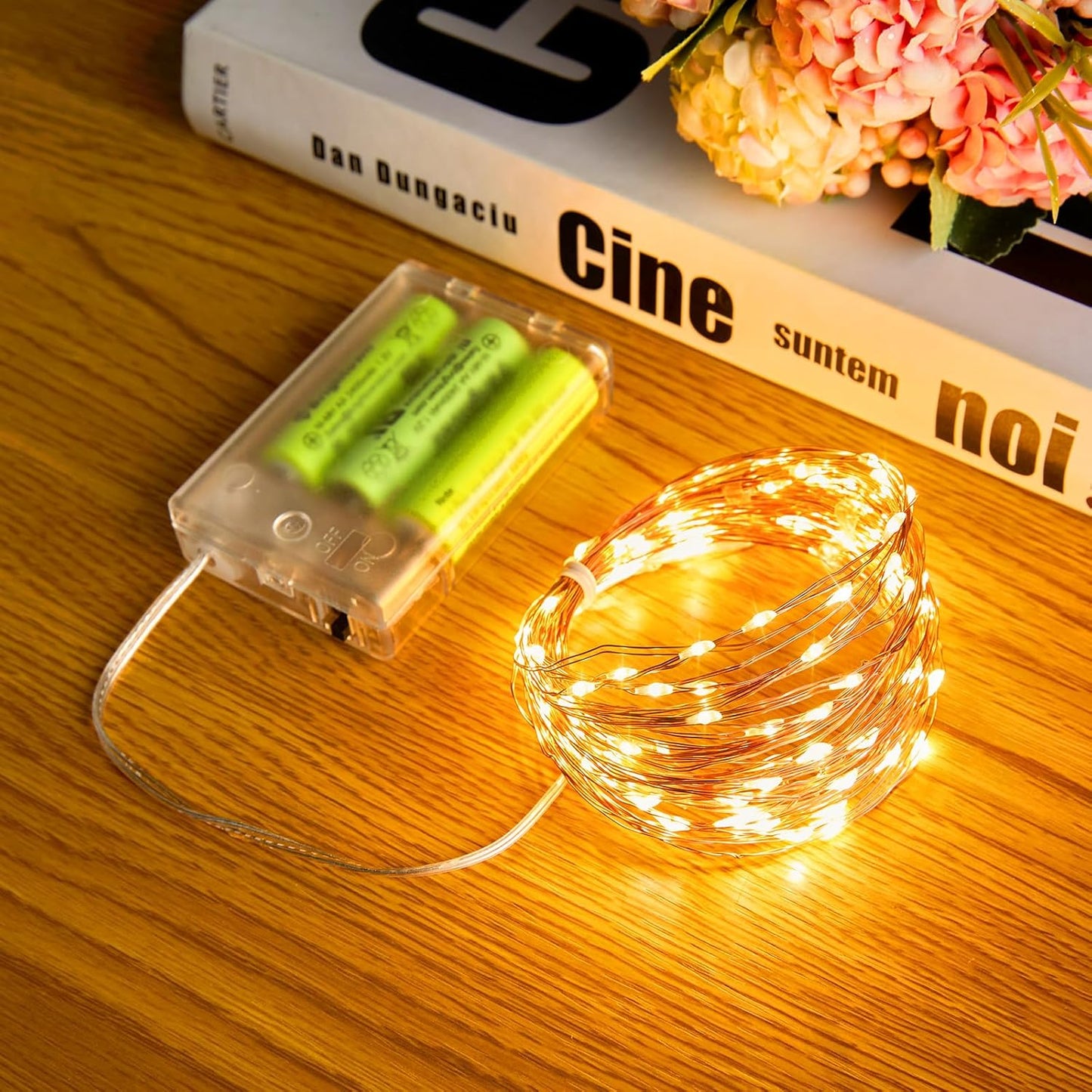 Minetom Fairy String Lights - 33Ft 100 LED Battery Operated Copper Wire Twinkle Lights | Waterproof for Weddings & Parties