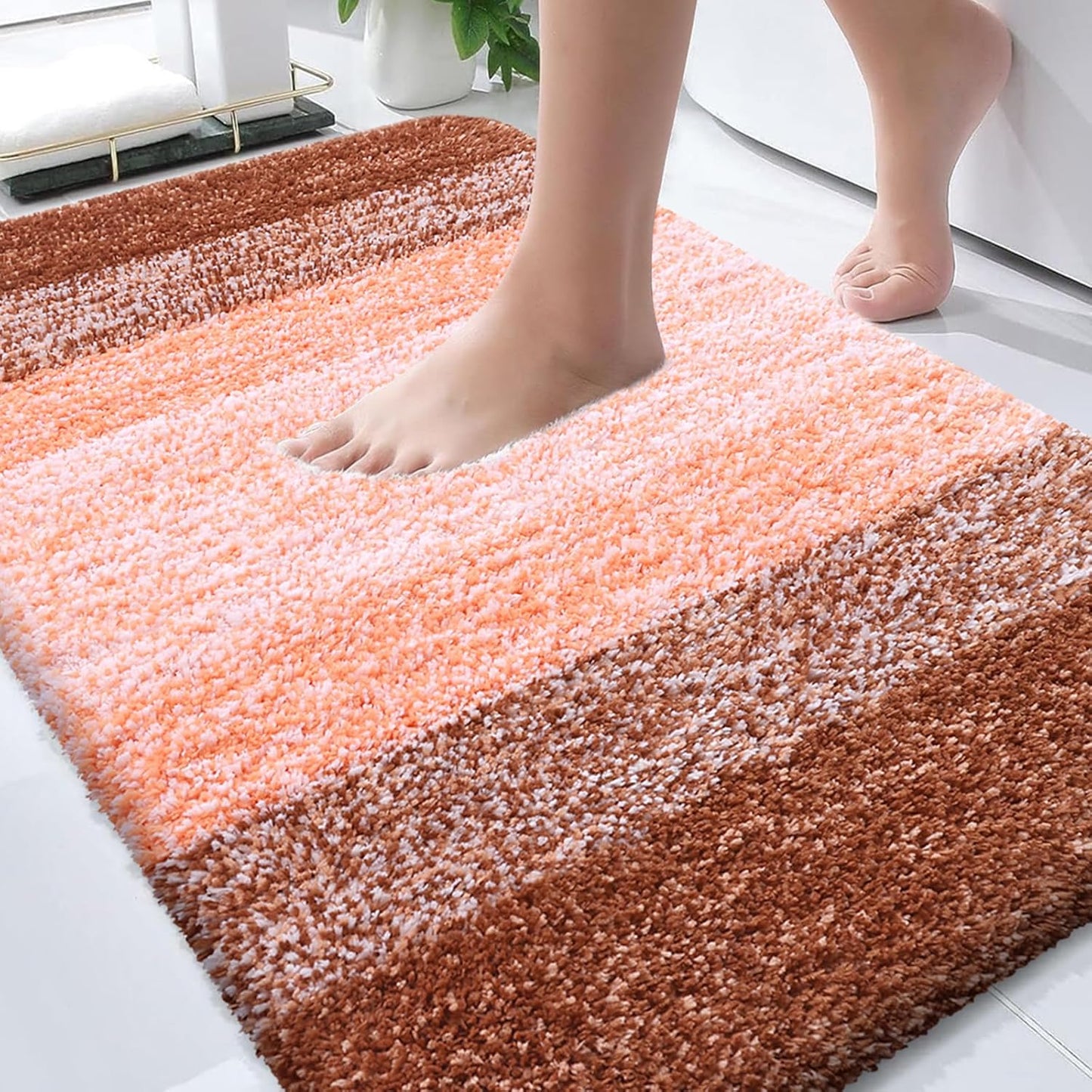 OLANLY Bathroom Rugs - Extra Soft Microfiber Mat | Quick Dry, Machine Washable, 36x24, Orange