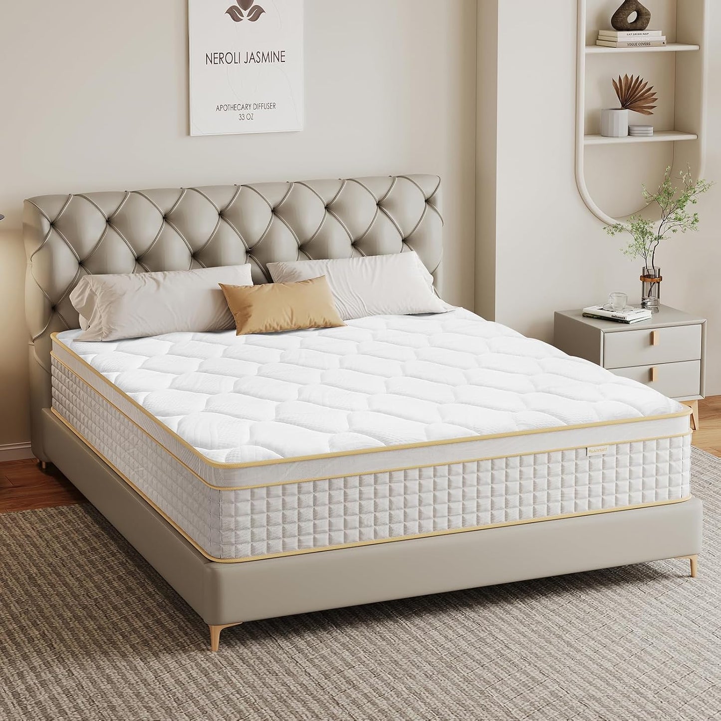 Skiennix Hybrid Mattress - Medium Firm Memory Foam & Pocket Springs - Twin Size, 10 Inch, Black