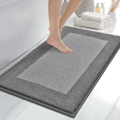Anllugs Bathroom Rugs - Non-Slip Extra Soft Absorbent Bath Mats | 24" x 36" Grey & Dark Grey