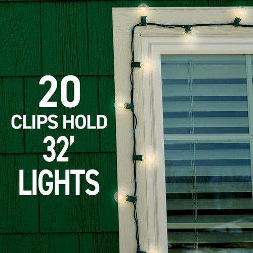 Command Outdoor Light Clips - Water-Resistant Adhesive | 16 Clips & 20 Strips - Clear (17017CLR-AWES)
