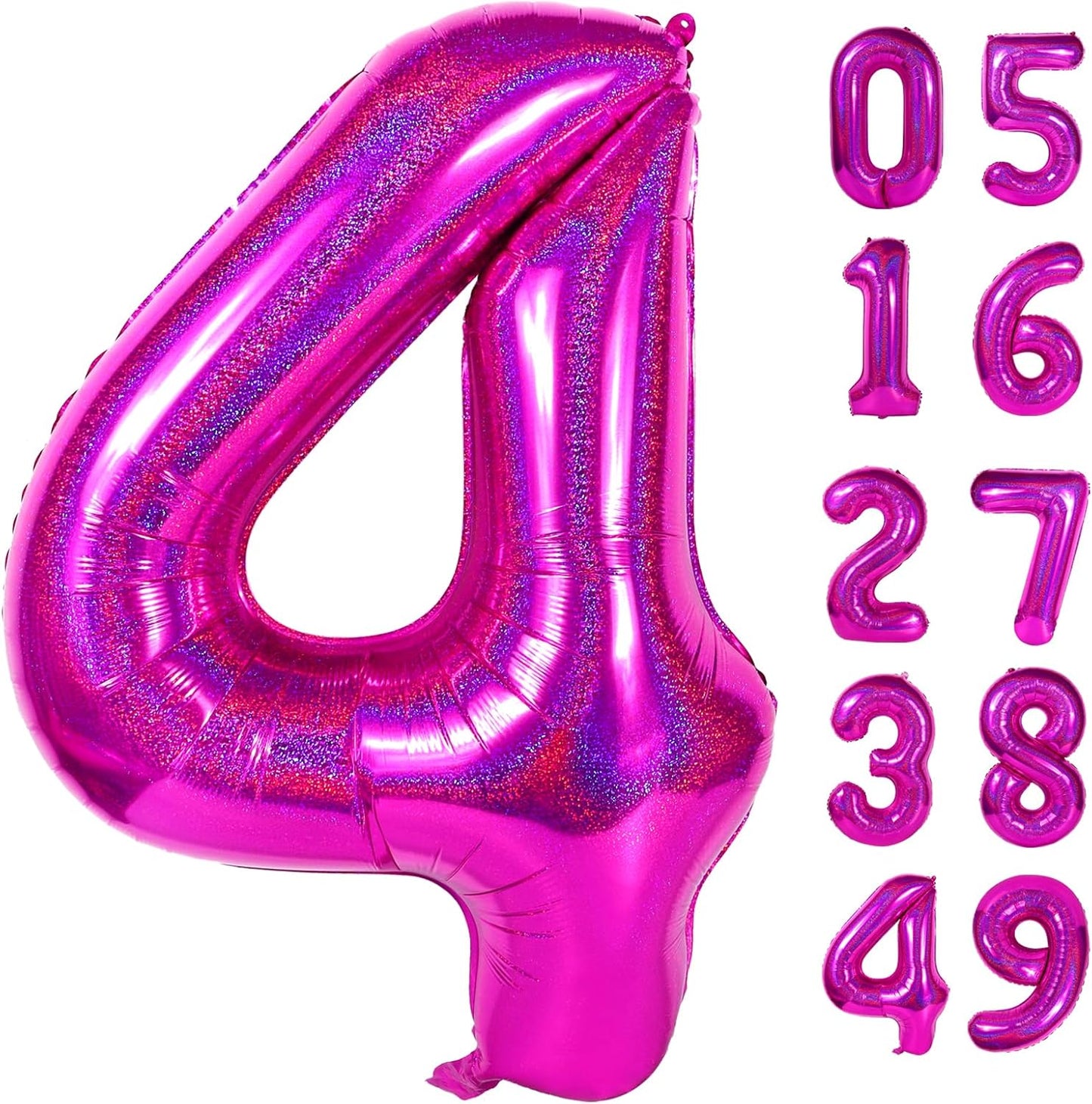 Laser | Hot Pink Number 4 Balloon - 40 Inch Large Birthday Decoration for Girls' 4th Party