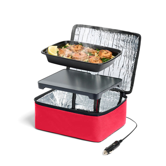 HOTLOGIC Max Large Portable Electric Food Heater W/Glass - Innovative Food Warmer and Heated Lunch Box for Adults Car/Home - Easily Cook, Reheat, and Keep Your Food Warm - Black - 120V