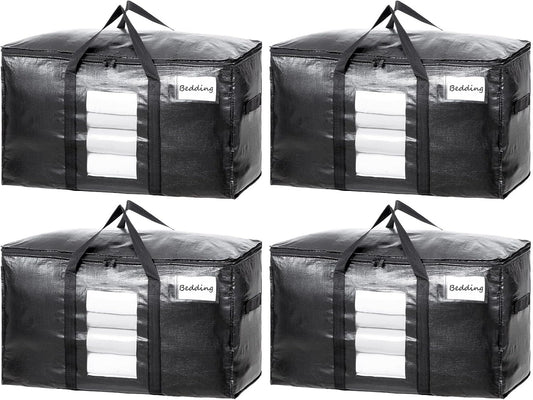 TAILI Extra Large Moving Bags - 4 Pack Heavy Duty Totes with Visible Window & Wrap Around Handles