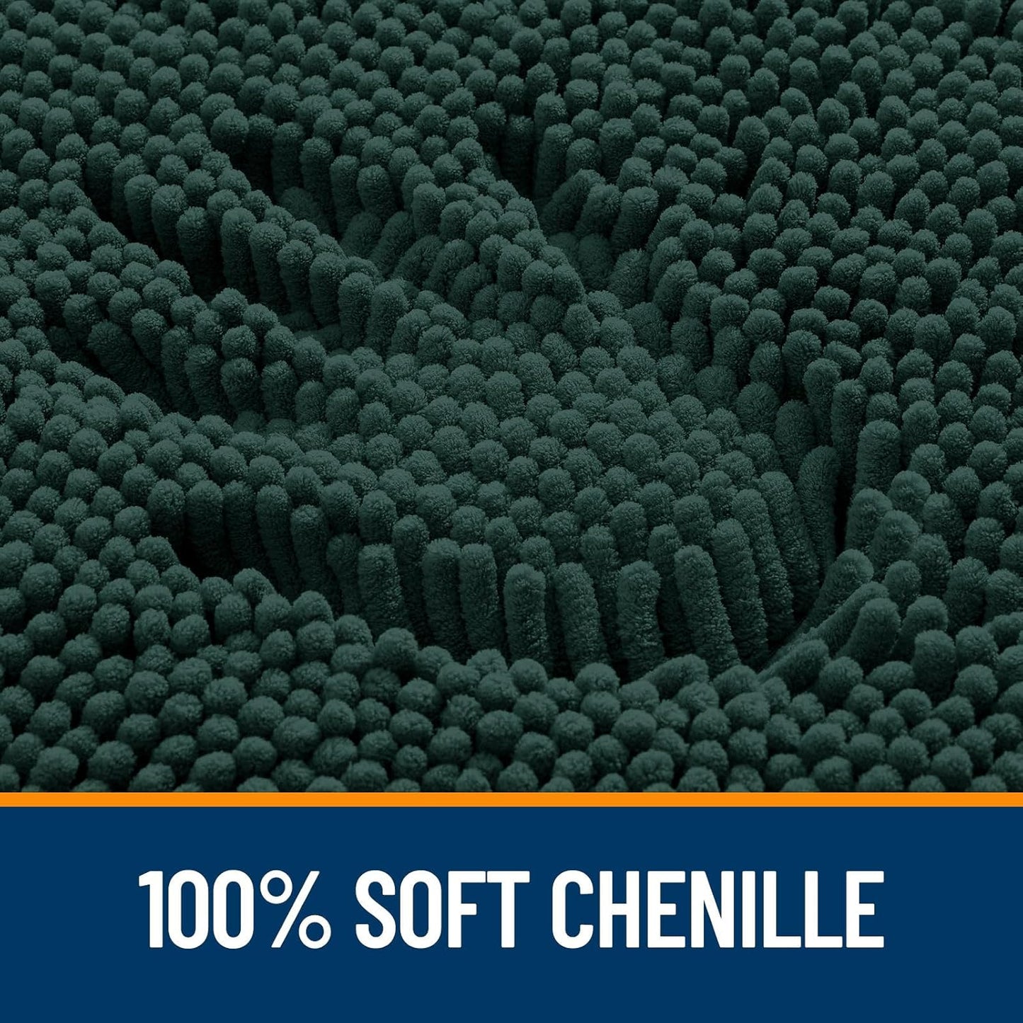 OLANLY Large Bath Rugs - Soft Absorbent Chenille with Quick-Dry Rubber Backing | 70x46 Blackish Green